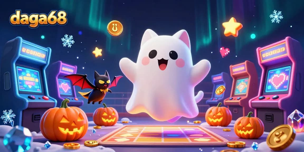 Engage in lively cockfighting action at daga68, featuring a friendly ghost cat and a vampire bat.