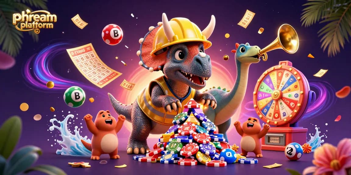 Catch the excitement of the phdream platform with vibrant casino-themed 3D illustration showcasing lively characters.
