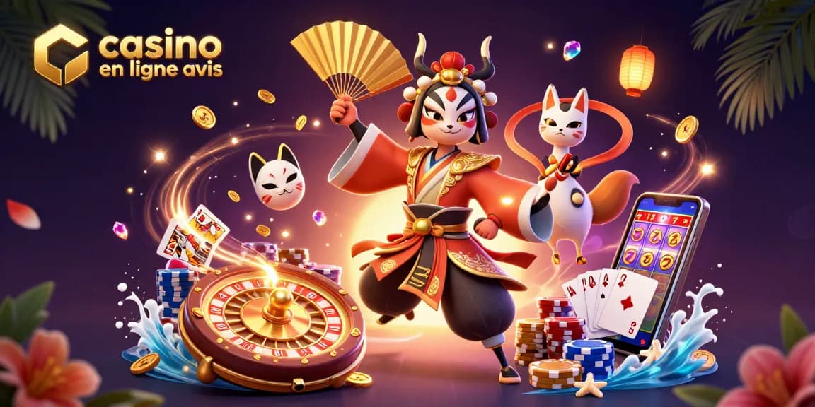 Jouez au casino en ligne avis avec des personnages colorés et riches en éléments de jeu, comme des pièces d'or et des jetons.