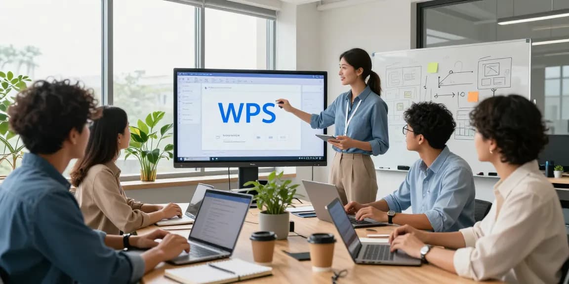 Diverse team collaboration on WPS Office software demonstrating wps下载 in a modern workspace