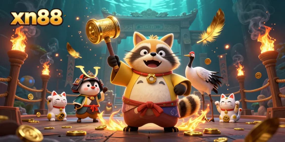 Experience exciting gameplay with xn88's vibrant casino scene featuring lucky symbols and dynamic characters.