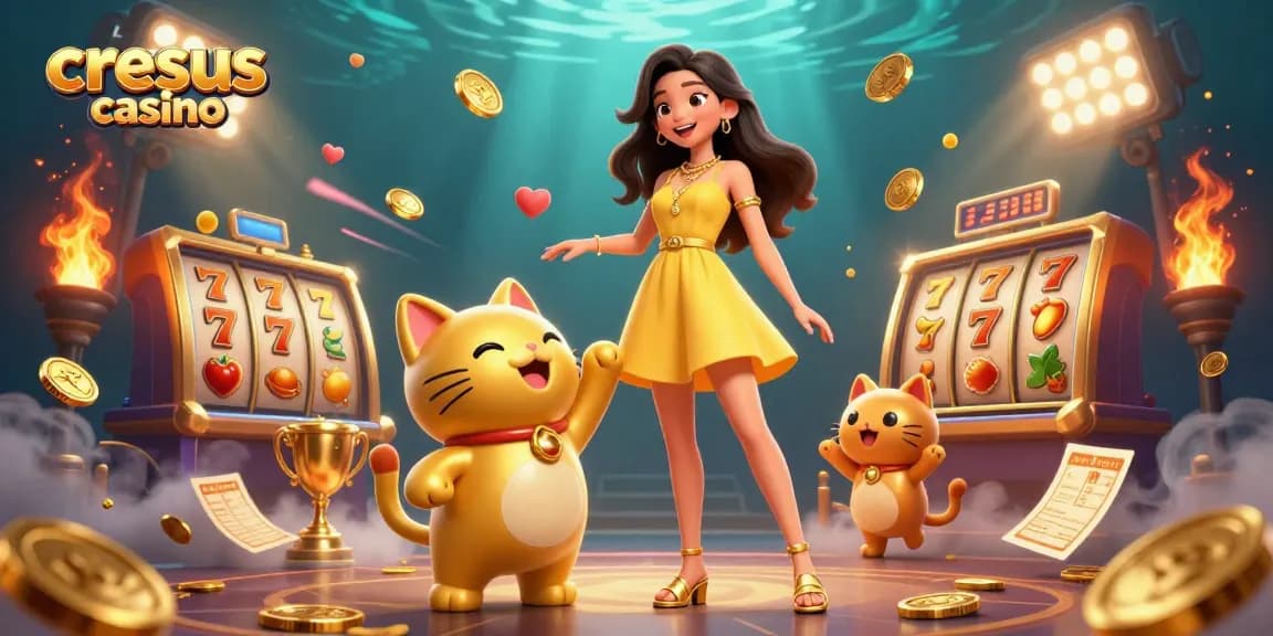 Découvrez l'excitation du gameplay du casino Cresus, avec des personnages vibrants et des rouleaux de machines à sous dynamiques.