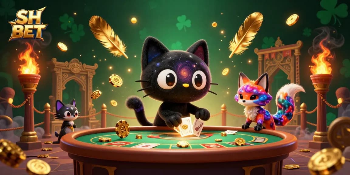 Engage with thrilling casino action at SH BET, featuring a vibrant cosmic scene with animated characters and game elements.