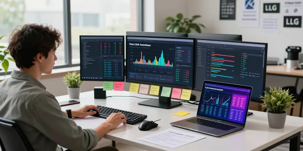 SEO analyst optimizing LLG link indexing strategies in a modern workspace