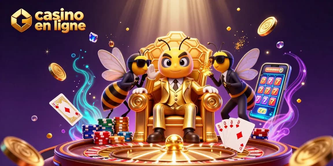 Participez aux jeux captivants des casinos en ligne avec notre illustration animée pleine de surprises.