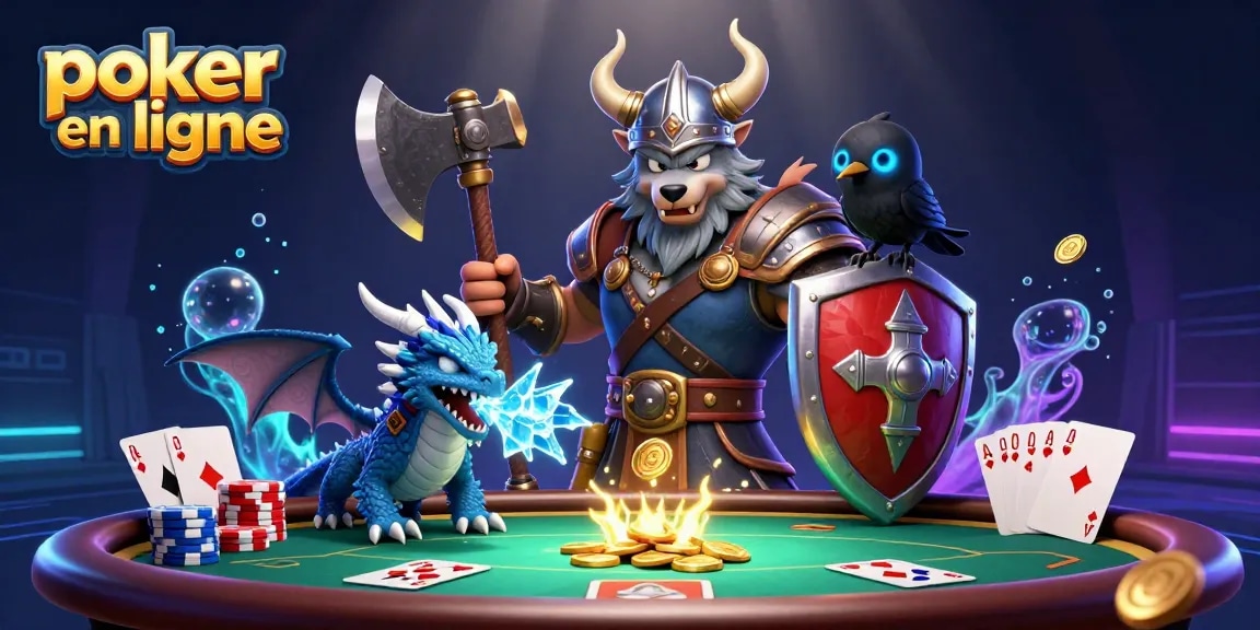 Jouez au poker en ligne pour gagner avec énergie et dynamisme sur une plateforme animée