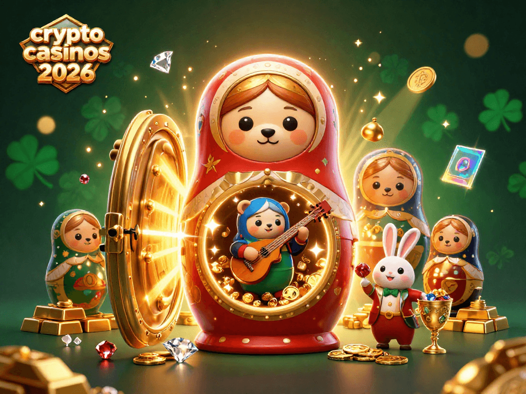 Jouez ensemble aux crypto casinos 2026 avec des ours matriochkas et des pièces de Bitcoin scintillantes