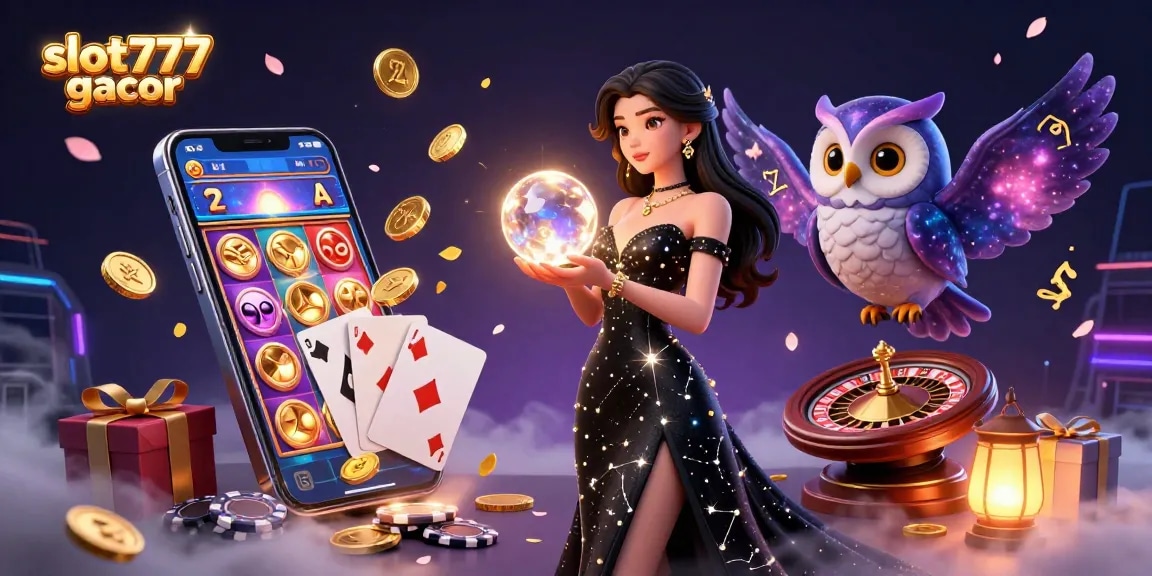 Spin to win with slot777 gacor in this vibrant 3D casino scene featuring thrilling game elements.