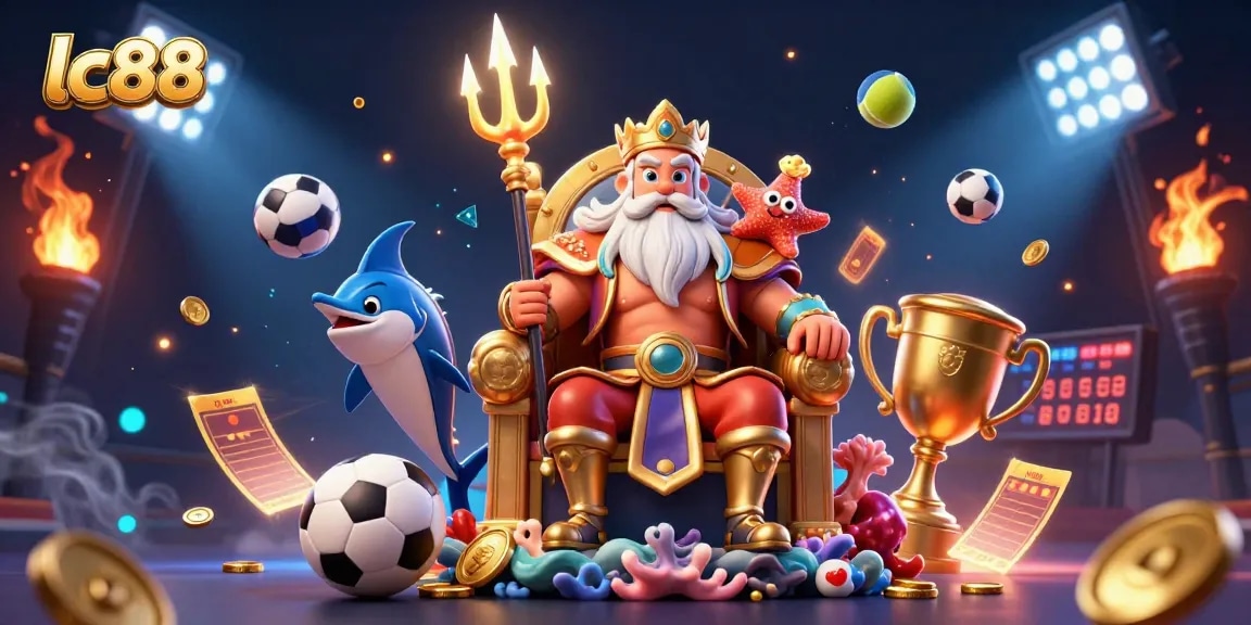 Experience excitement at lc88, showcasing a vibrant casino scene with dynamic characters and game elements.