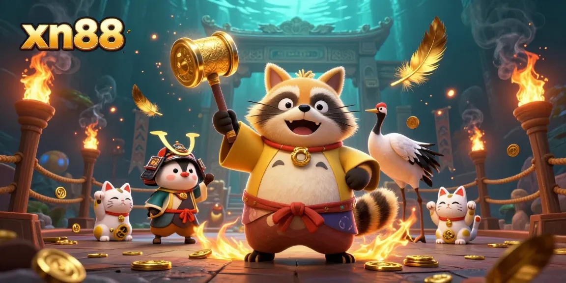 Experience exciting gameplay with xn88's vibrant casino scene featuring lucky symbols and dynamic characters.