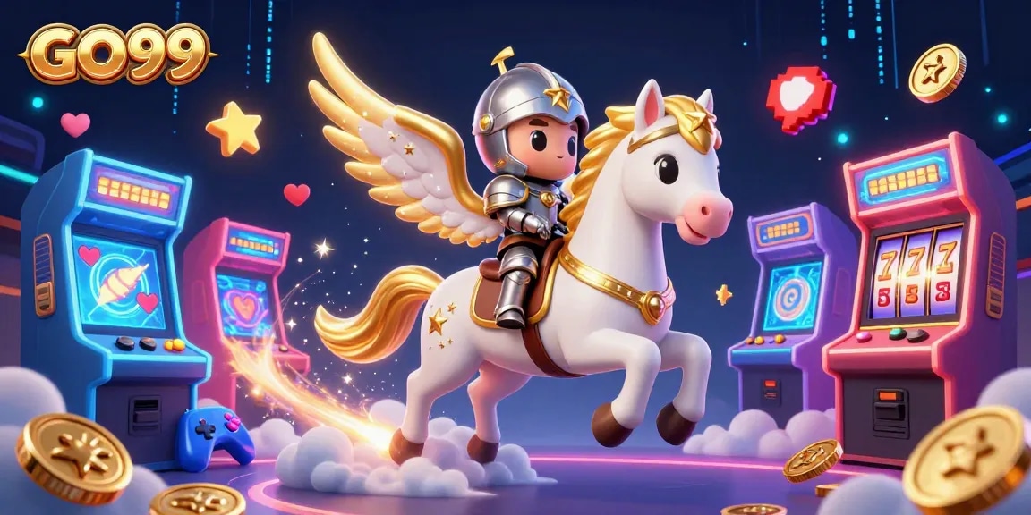 Engage with GO99's dynamic gaming world featuring vibrant 3D casino elements and characters.