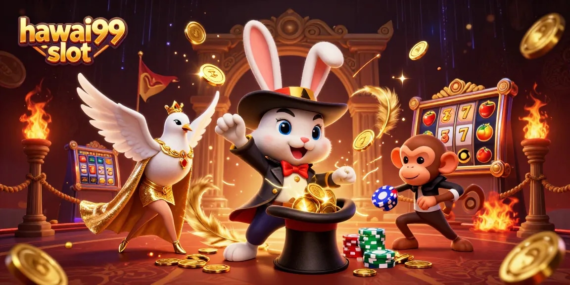 Spin the hawai99 slot with magic and excitement in this vibrant casino scene.
