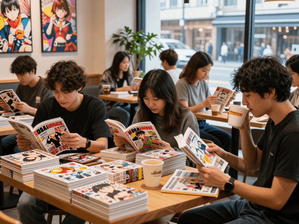 Visit Website to explore the latest adult manga releases in a cozy café atmosphere.