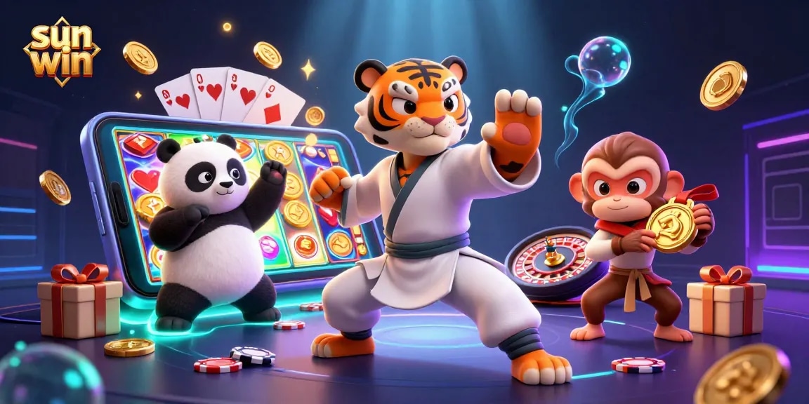 Play dynamic slot games with sun win in a vibrant casino scene filled with excitement.