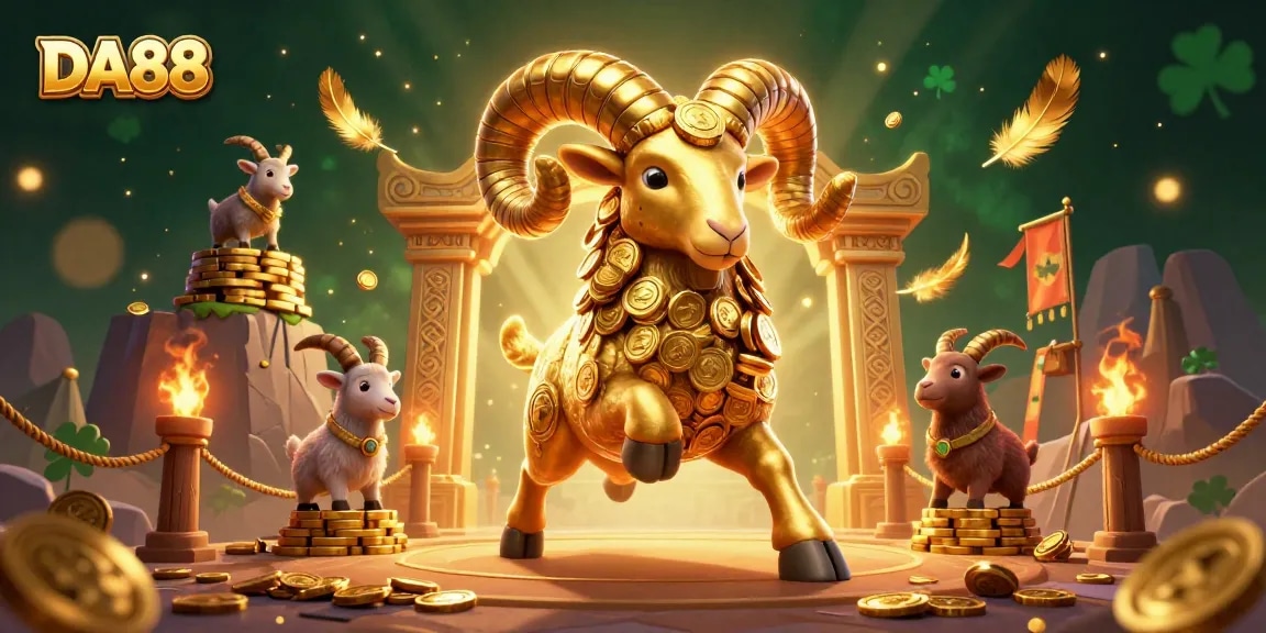 Experience DA88 with thrilling action in this vibrant 3D casino scene featuring dynamic characters and golden elements.