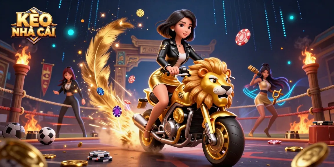 KÈO NHÀ CÁI scene showcasing sports betting excitement with dynamic elements and characters