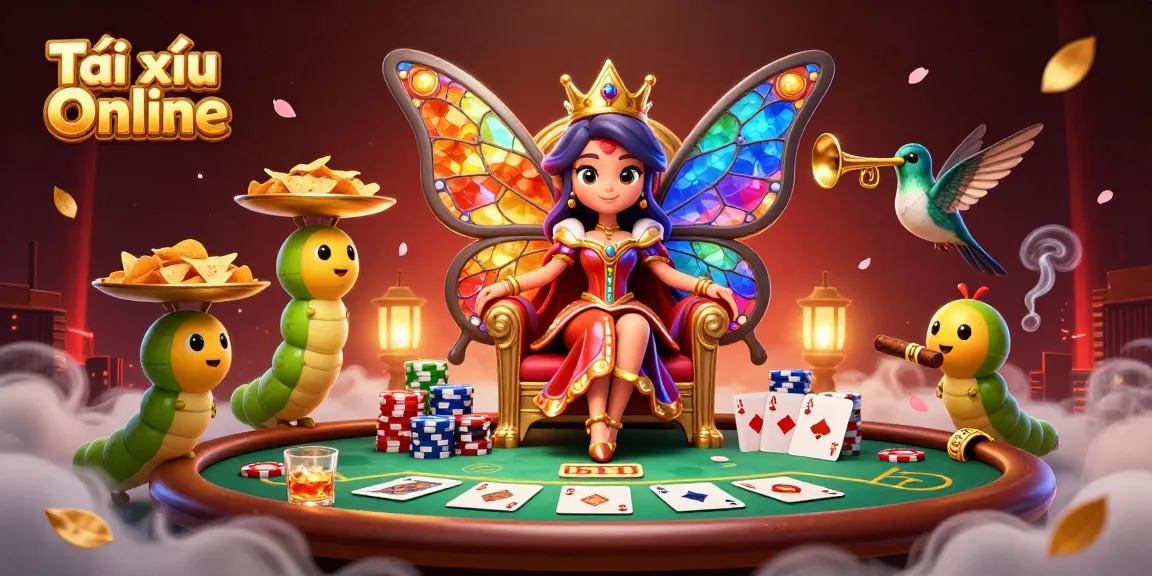 Engage in the thrilling experience of Tài xỉu Online with vibrant characters and dynamic gaming elements.