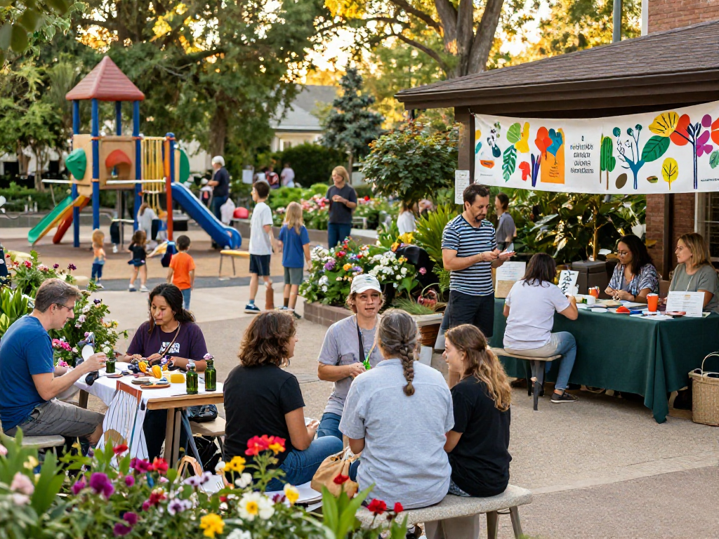 Engaging community activities at koperasisantun.com marketplace with families, local vendors, and workshops.