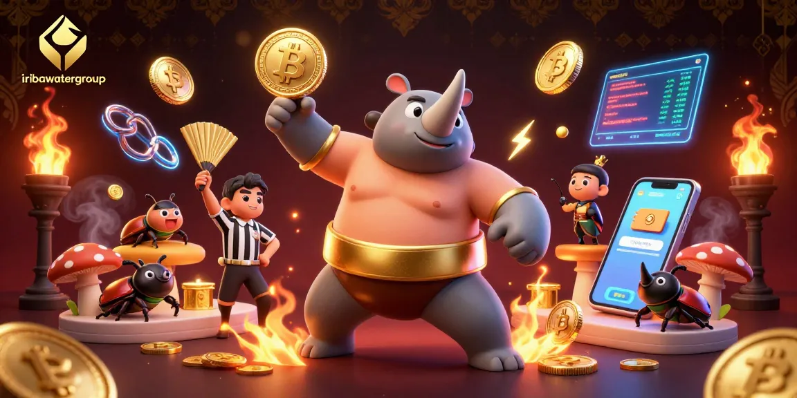 Watch the iribawatergroup champion beetle stomp coins in this captivating gambling illustration!