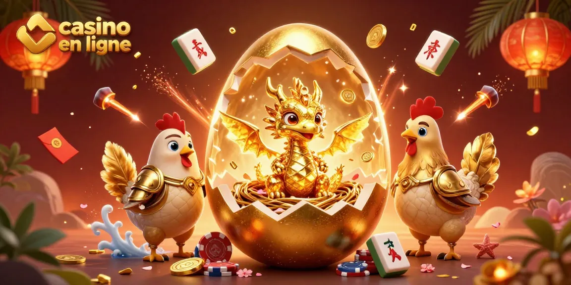 Gagnez avec casino en ligne en profitant d'une illustration captivante d'un dragon doré sur des jetons de poker.