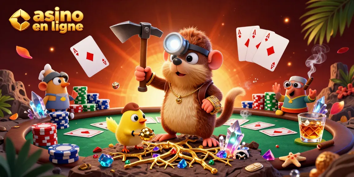 Gagnez des trésors au casino en ligne avec le blaireau mineur et sa canarie porteuse de pépites.