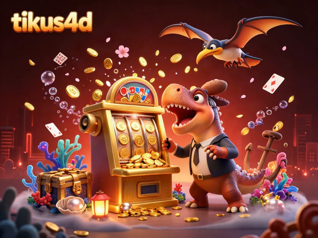Ilustrasi 3D tikus4d menampilkan pachycephalosaurus mengalahkan mesin slot emas untuk mendapatkan jackpot.