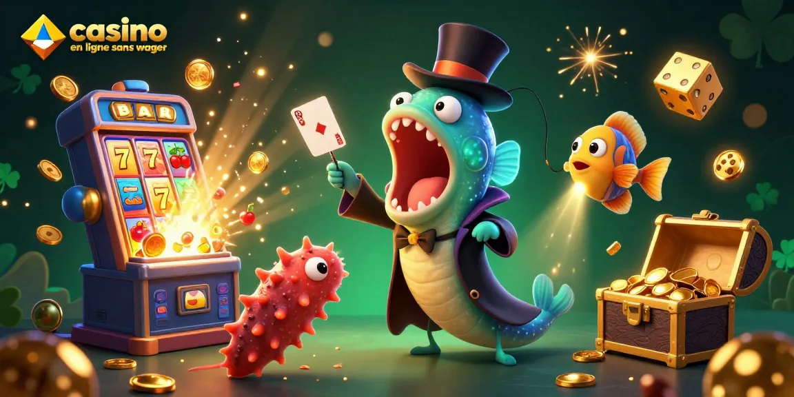 Visualisez un casino en ligne sans wager avec un poisson-lanterne et une anguille réalisant des tours de magie.