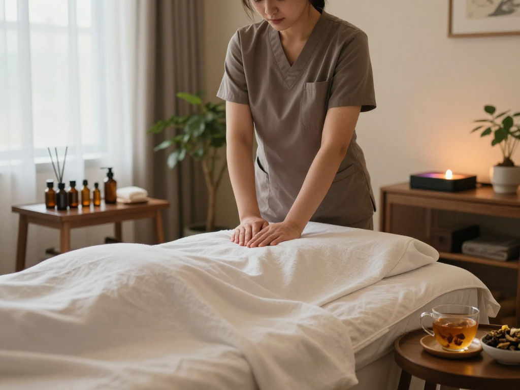 Explore relaxation at https://www.balancedmassage.org/ with a serene massage therapy room filled with soothing elements.