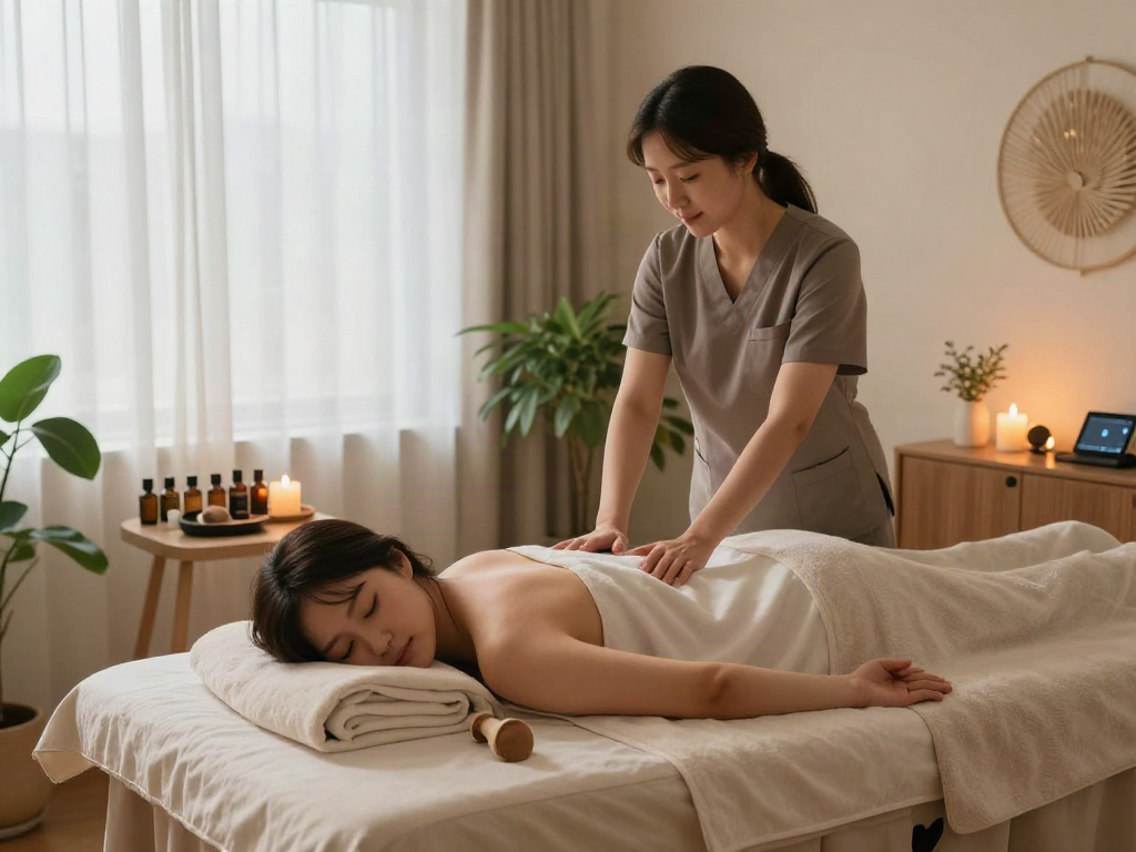 Experience a soothing 강남출장마사지 session in a tranquil spa setting with calming decor and a professional therapist.
