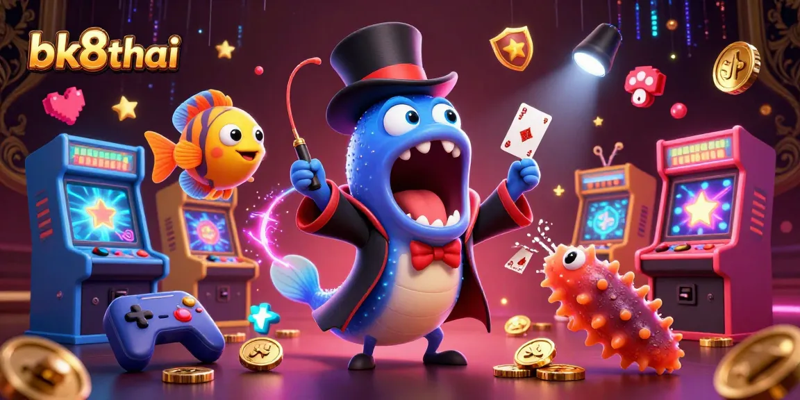 Engaging bk8thai online gaming scene with vibrant characters performing magic and gaming elements.