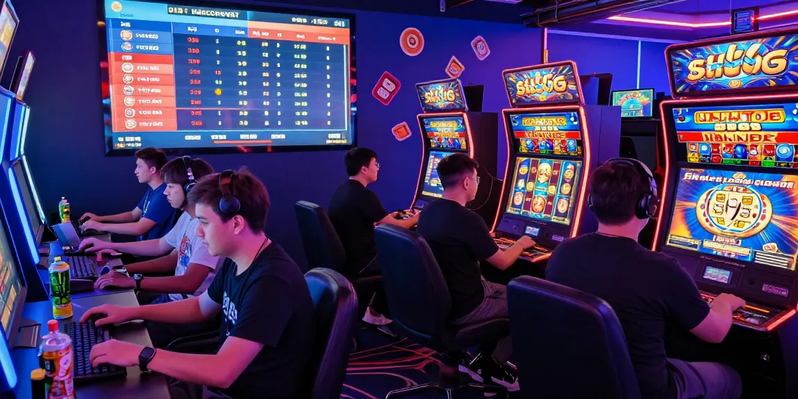 Players enjoying an exciting atmosphere at a slot deposit 5000 gaming platform, showcasing colorful slot machines and real-time jackpots.