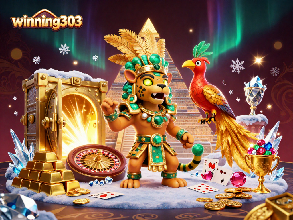Engage with winning303 by exploring a vibrant casino scene featuring a Mayan jaguar priest.