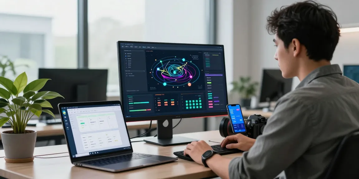 快连 software displayed on a laptop in a modern tech workspace showcasing network optimization analytics.