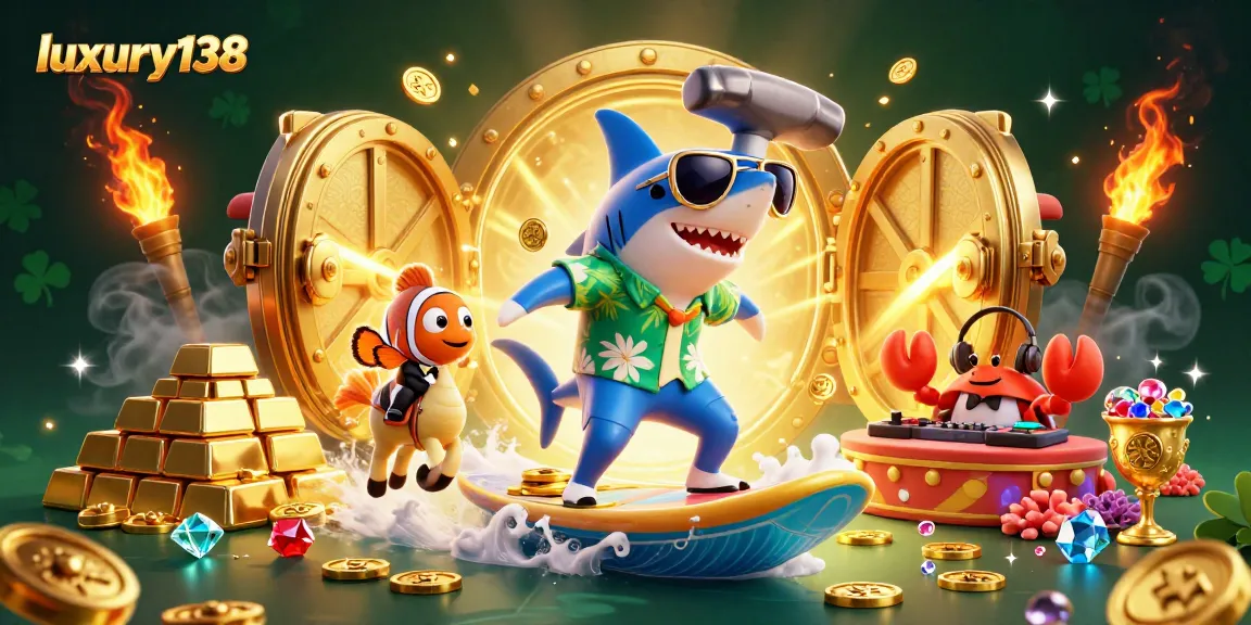 Experience thrilling gaming at luxury138 with a vibrant, animated clash of casino-style characters.