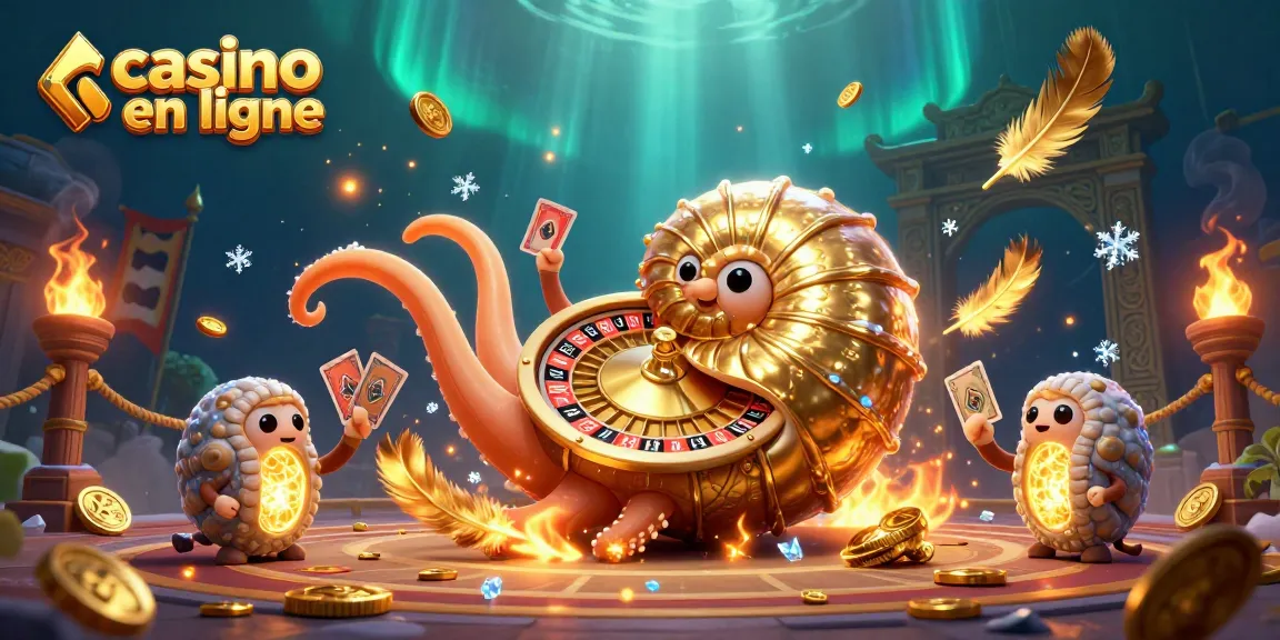 Plongez dans l'univers du casino en ligne avec une illustration de nautilus géant, symbolisant les jeux et les opportunités d'argent.