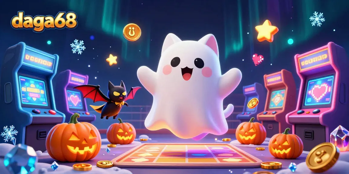 Engage in lively cockfighting action at daga68, featuring a friendly ghost cat and a vampire bat.