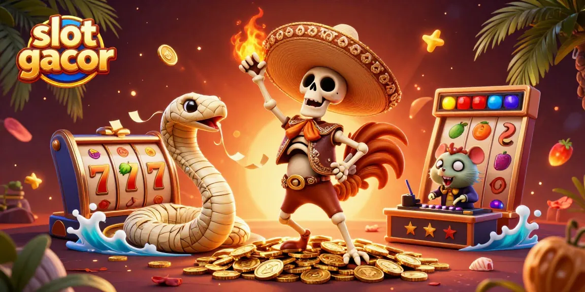 Engage players with slot gacor as a 3D scene shows vibrant characters celebrating casino wins.
