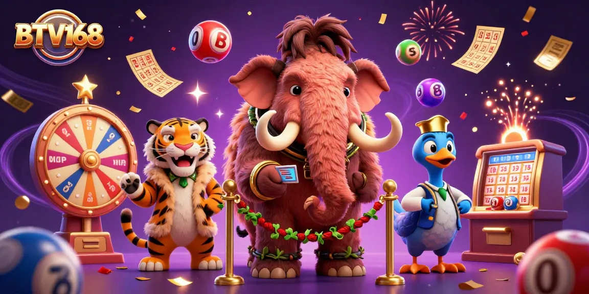 BTV168 showcases vibrant 3D cartoon casino characters in a dynamic gaming scene, immersing players in lottery excitement.