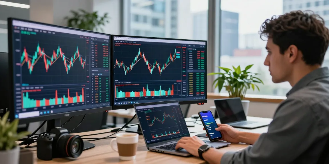 Trader analyzing market data on the okx exchange in a modern financial office setting.