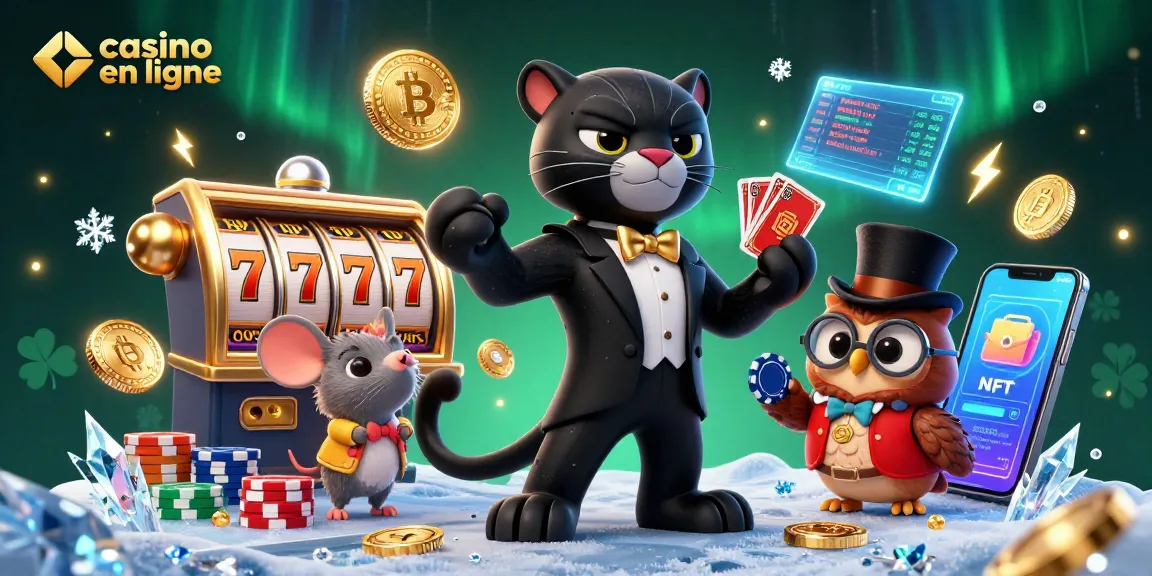 Casino en ligne avec un pangolin élégant distribuant des cartes aux côtés d'une chouette et d'une souris porte-chance.