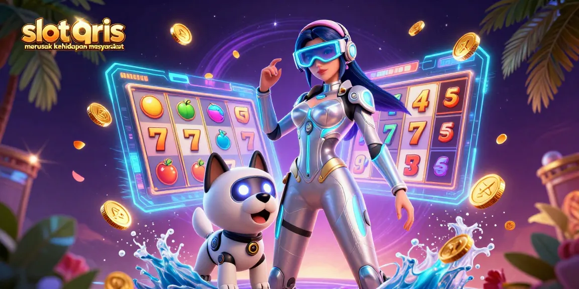 Engaging 3D scene showing slot qris merusak kehidupan masyarakat with vibrant casino elements and characters participating in gaming action.