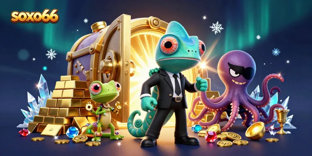 Engage with soxo66's thrilling casino experience featuring dynamic characters and treasure.