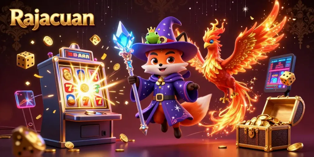 Menangkan jackpot di Rajacuan dengan wizard dan phoenix dalam permainan kasino.