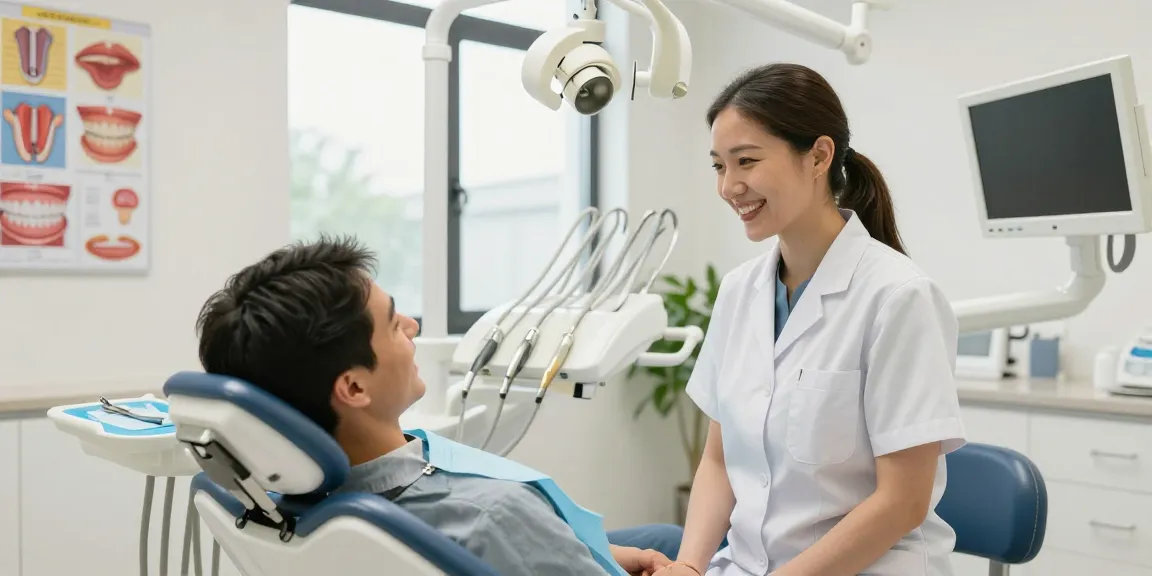 Discover more here at a welcoming dental clinic with a friendly dentist and satisfied patient.