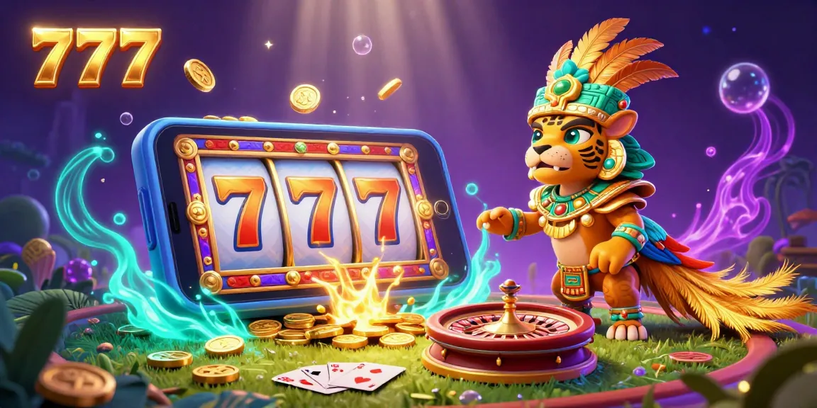 Players explore thrilling slot games with 777-themed reels in a dazzling 3D casino scene.