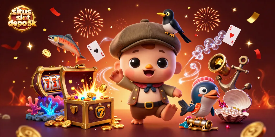 Engage with the thrilling slots at situs slot depo 5k, showcasing dynamic characters and vibrant game elements.