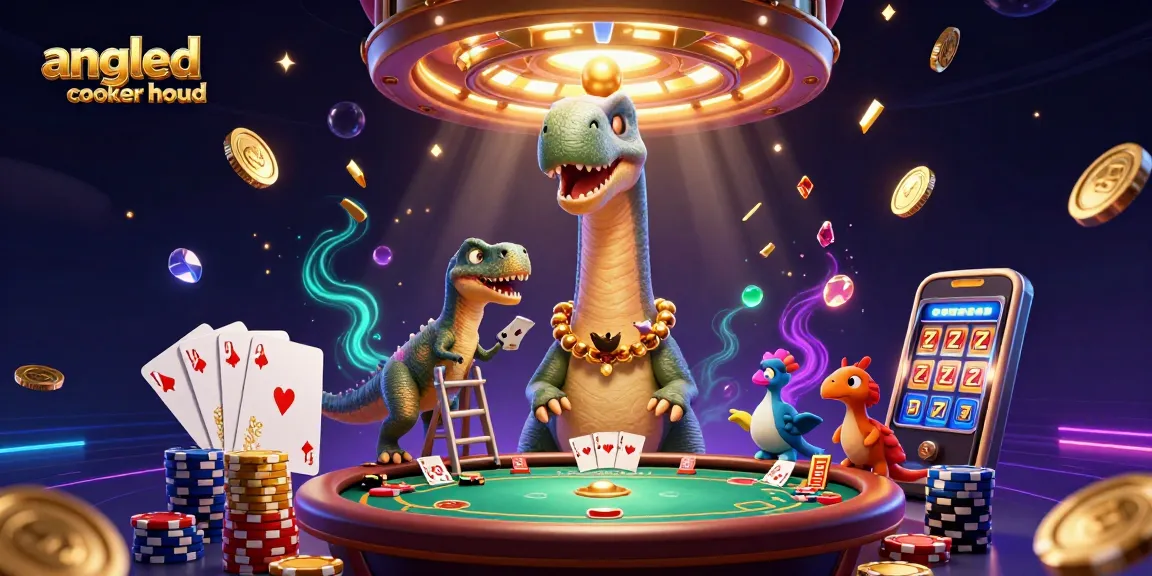 Experience thrilling play with an angled cooker hood design among dazzling casino elements.