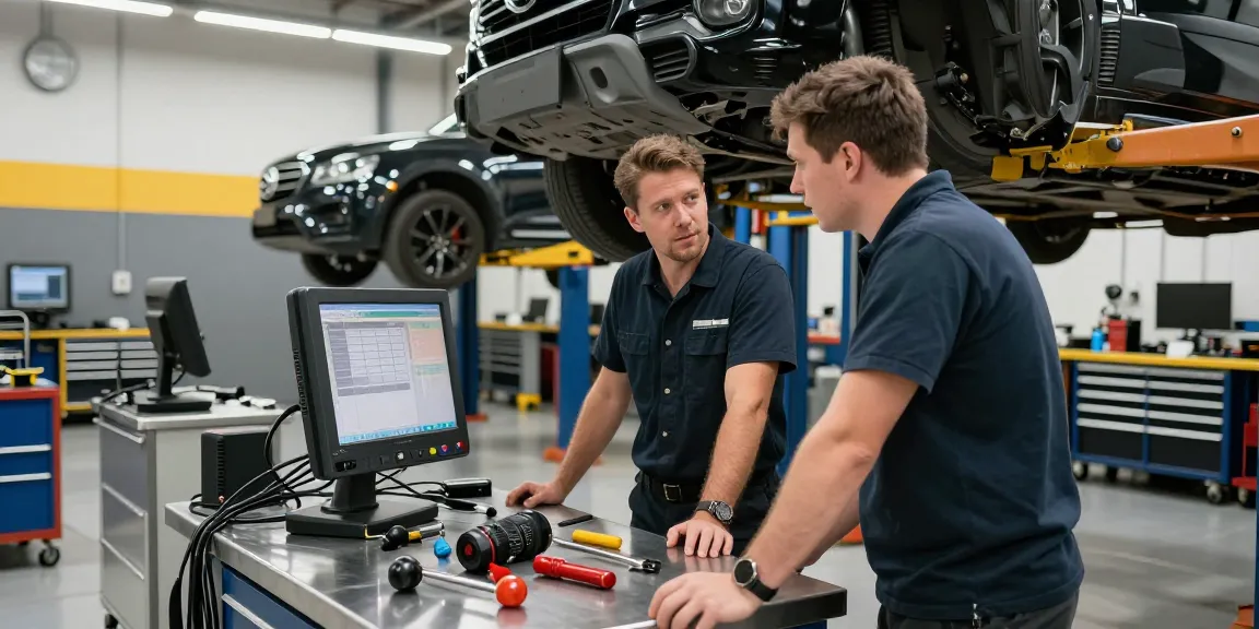 David Vepraskas Atlanta consulting in a modern automotive workshop with technicians.