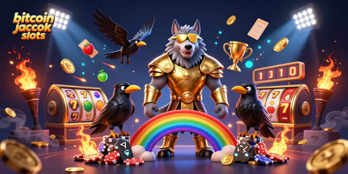 Spin the reels of bitcoin jackpot slots with Norse mythology characters in a vibrant casino scene.