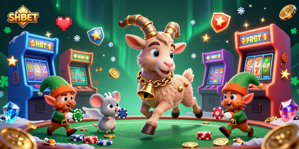 Spin the reels with SH BET in a vibrant casino featuring Krampus and festive chaos.